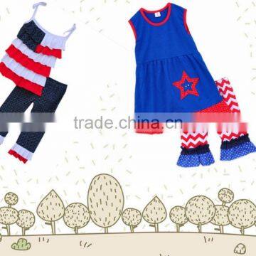 Wholesale 4th of July Girls Ruffle Boutique Clothing Set