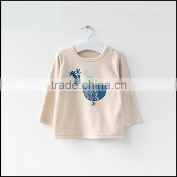 Eco-Friendly organic cotton offset print baby long sleeve t shirt