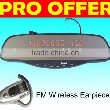 Rearview Mirror With FM Wireless Earpiece Promotion Bluetooth Handsfree