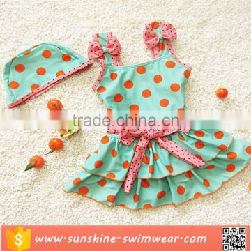 2017 Green cute girls one-piece summer swimsuits kids swimwear