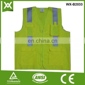 custom high visibility traffic mesh /solid fabric tape high vis safety jacket