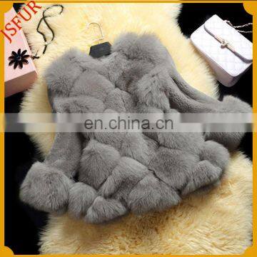 Genuine Fox Fur Jacket Women Winter Diamond Pattern Fur Coat