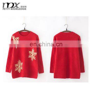 2015 Autumn&winter new long sleeve knit sweater with snowflake christmas sweater for women wear