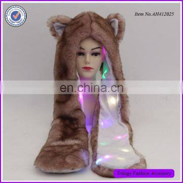 Hot Selling Brown Bear Animal Hats With Light Led