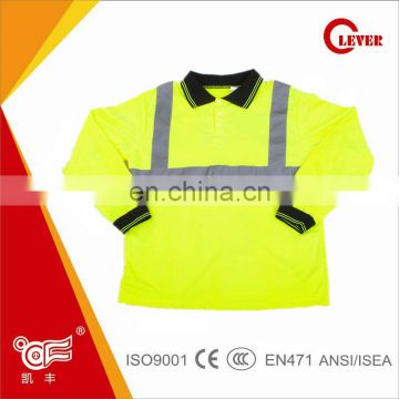 Net Long Sleeves Safety Yellow T-shirts With 5cm Reflective Strips