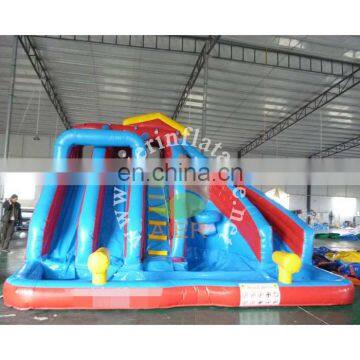 Hot kids inflatable water slide blue giant cheap inflatable slide outdoor double slide with pool for sale