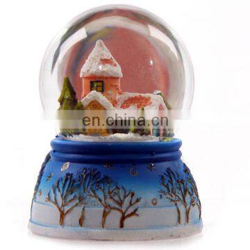 Customized resin 3D house glass snow globe for promotion