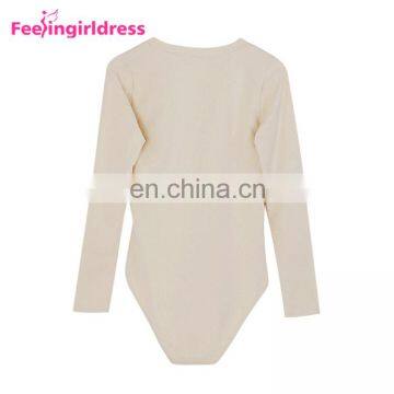 Fashion Autumn Khaki Long Sleeve Winter Thong Bodysuit Jumpsuit Fancy Romper photo-6