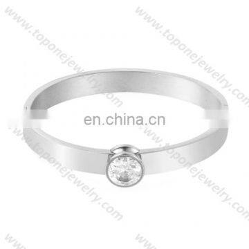 Stainless steel plated white big stone studded circle bangle