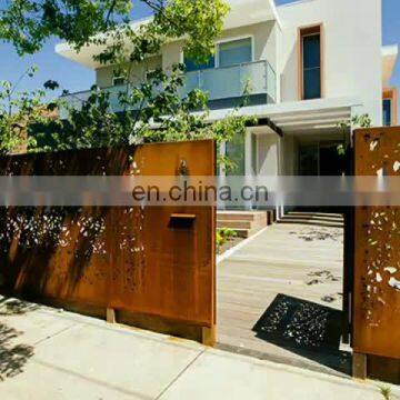 modern design corten steel entrance metal gate and fence for backyard