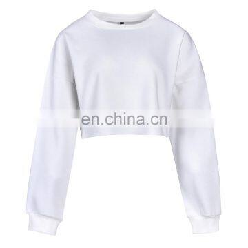 OEM Custom Logo 2020 Under Boob Raw Edge Womens Lantern Long Sleeve Blouse Pullover Crop Top photo-4