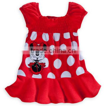 cheap popular kids girls cartoon print clothes , young baby tank dot spring summer dress outwear