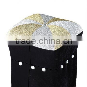 Ottoman with crystal and metallic fabric