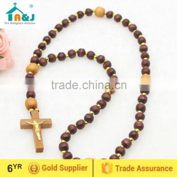 A&J Wood beads cross pendants Christian Rosary