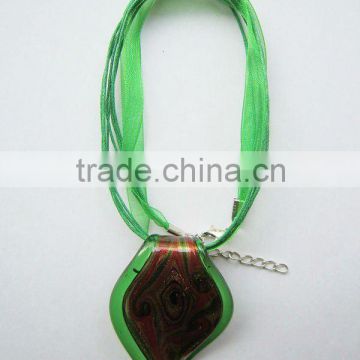 2014 wholesale Lampwork Glass Pendant Necklace Lampwork glass Necklace glass pendant with wax cord