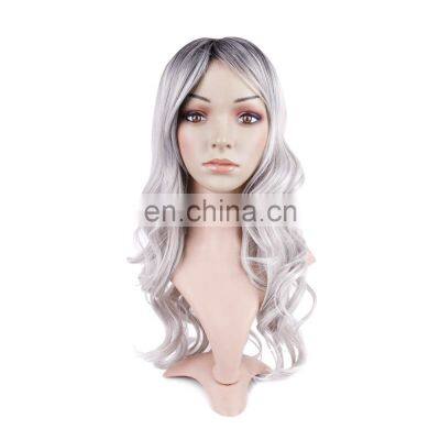 Lace Wig European And American Long Curly Human Hair Wigs Gradualy Gray Chemical Fiber Mechanism High Temperature Silk