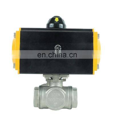 DKV Water Flow Control Stainless Steel Three Way pneumatic Actuator Motorized Ball Valve