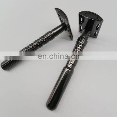 The newest zinc alloy material gun black double edge eco friendly safety razor for men