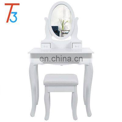 Cheap Wooden Vanity Mirrored Modern Dressing Table With Mirror And Stool photo-3