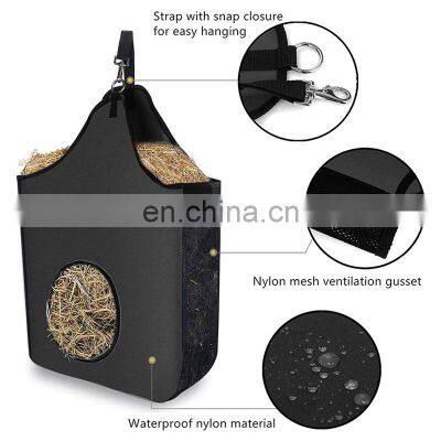 Cost Effective Black Oxford Cloth Net Logo High Quality Slow Feeder Horse Pet Hay Bag photo-5