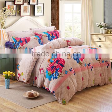 Hot selling Luxurious Large Warm Heart printedThick Flannel Plush Quilted Bedding Set -Made in China