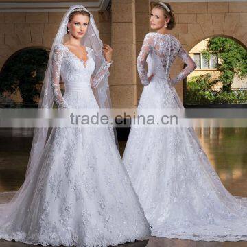 C71569A Sexy See Through Corset Transparent Alibaba Long Sleeve Lace Wedding Dresses