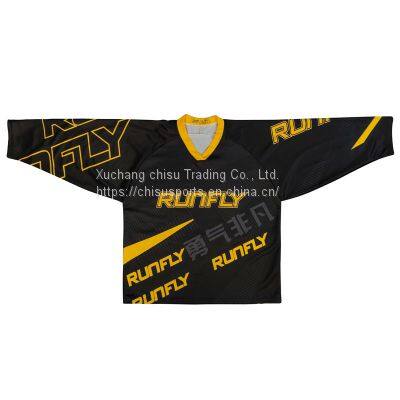 Custom Made Blue Blank Ice Hockey Jersey Roller Hockey Jersey Hockey Jersey Fabric Black Hockey Jersey