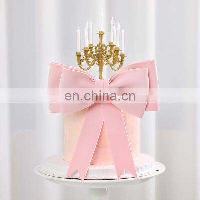 Wholesale Sweet Pink Bow Cake Topper Party Decoration Ornament Large Bow Birthday Cake Topper