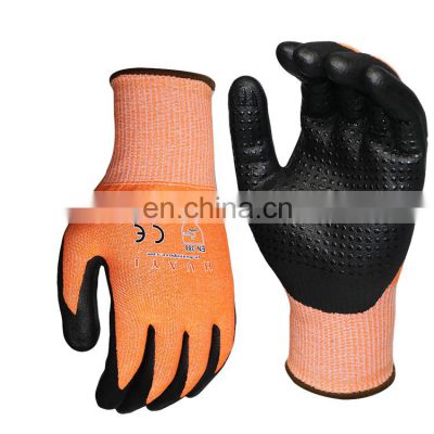 Nitrile Micro-Foam Coated with Dots 13 Gauge Hppe Anti-Cut Liner Cut Resistant Work Safety Gloves