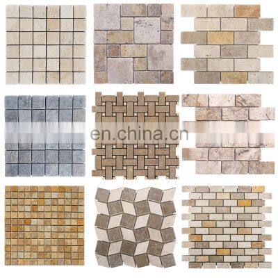 New Manufacturing Luxury Decoration Models Hot Sale Turkish Travertine Mosaic Tumbled from Turkey CEM-T-MOS-01-01