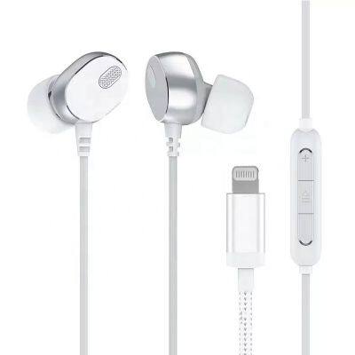 2020 new idea noise cancelling earbuds mfi lighting earphone for headphone iphone