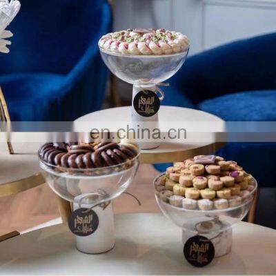 Modern Marble Stand Nordic Glass Dry Fruit Compote Cookie Chocolate Candy Desert Wedding Decoration Bowl photo-2