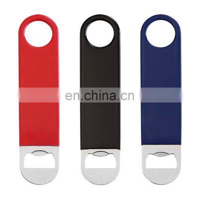 3 Pack Heavy Duty Stainless Steel Flat Bottle Opener, Solid and Durable Beer Openers, 7 inches Red, Black, Blue