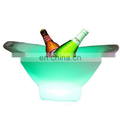 Customized Logo Bar KTV Champagne Beer Waterproof with Colors Changing Glowing Plastic led ice buckets custom large