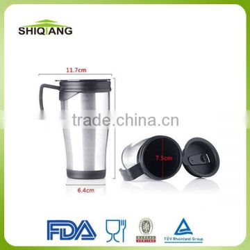 400ml insulated travel mugs with fresh pp inner stainless steel outer car mugs bottles auto mugs with pressing lid and handle