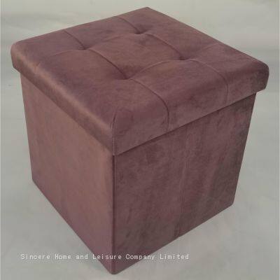 Foldable Storage Velvet Ottoman photo-2
