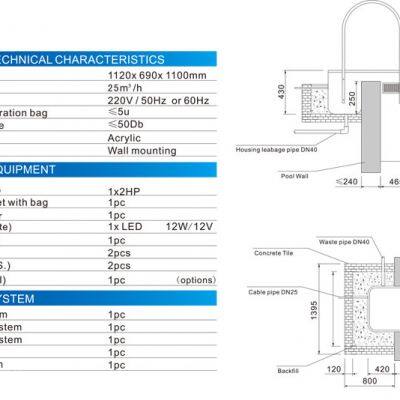 Swimming Pool Filter System Integrated Wall-hung Pool Filter With Skimmer Pipeless Filter Basket photo-2
