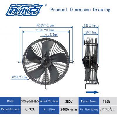 AC 220/380V 300mm 2450rpm YWF Series Low Noise Efficient External Rotor AC Axial Fan Motor for Industrial Cooling photo-3