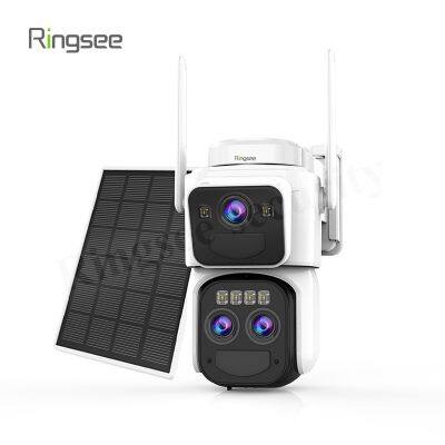 Ringsee? New 3 Lens Smart Camera Three Screen WiFi IP Smart Camera Okam Pan-Tilt Waterproof CCTV Network Camera with WIFI 4G