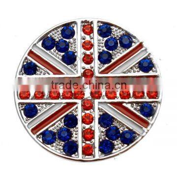 Wholesale 3.8cm Enamel & Crystal Round Flag Brooch