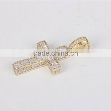 New Model Sterling Silver Small Cross Pendant Micro Setting AAA CZ Wholesale photo-3