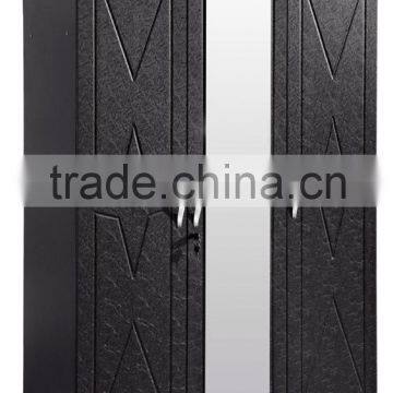 wardrobe 3 doors black color new design mdf wardrobe pvc coated