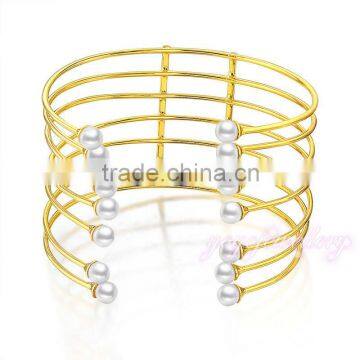 Wholesale pearl gold cuff bangle bracelet