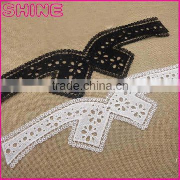 Factory Cheap 44cm*12.5 Water Suloble Nylon Black White Embroidery Neck trim lace collar for garment accessory