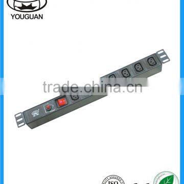 19 inch IEC type 7 ways PDU for cabinet