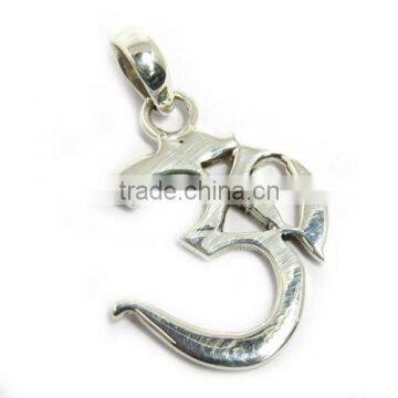 OM Shape Of Plain Silver 925 Sterling Silver Jewelry Pendant, Handcrafted Silver Jewelry Wholesaler, 925 Sterling Silver Jewelry