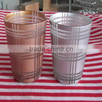 2016 wholesale coloured ribbed glass candle holders