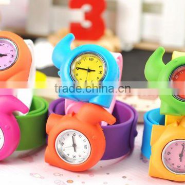 Elephant-shaped hot sale cheap colorful silicon watches, papa watch, slap on watch