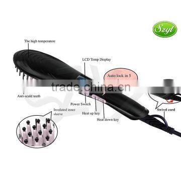 electric hair straightener brush styler 2016 ceramic hair brush rollers ---HSB002QU