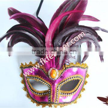 Rose Red Cock Feather Halloween Mask Party Supplies